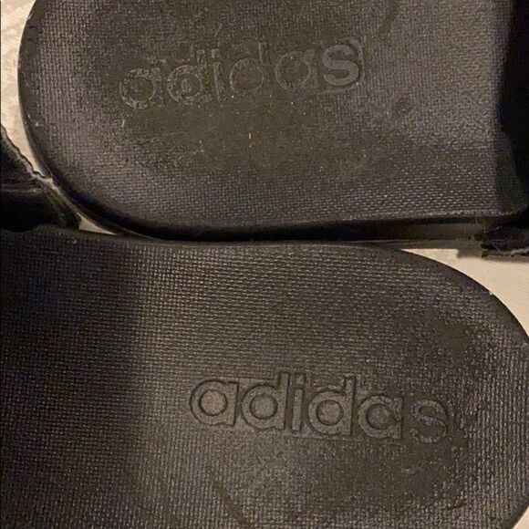 Adidas Boys Black & White Striped Velcro Slides - Picture 2 of 6